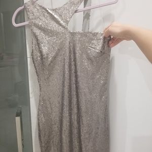 Sequins silver mini dress one shoulder